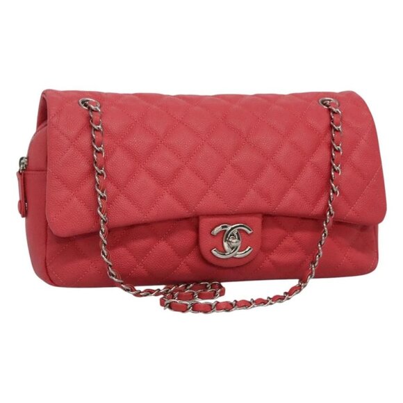 CHANEL Matelasse 31 Chain Shoulder Bag Calf Skin Pink CC Auth fm4289A - Picture 1 of 16